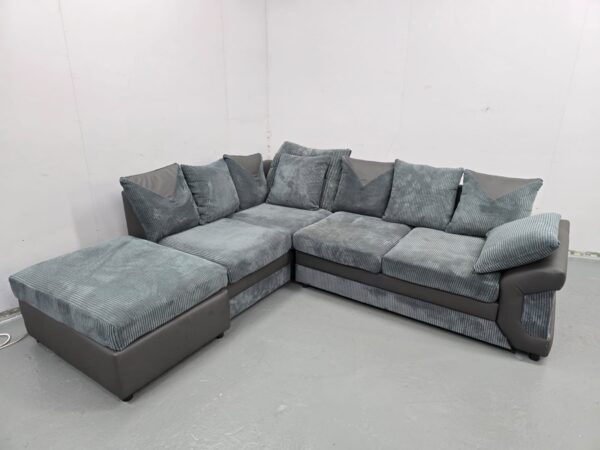 Two-Tone Grey Corded Corner Sofa - Image 3