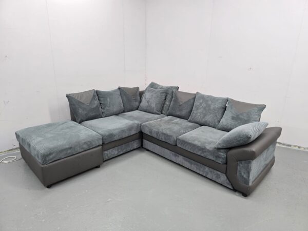 Two-Tone Grey Corded Corner Sofa