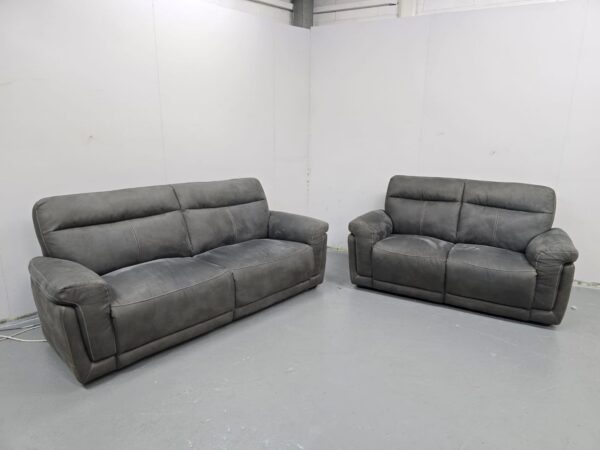 Scs Grey Suede 3 and 2 Seater Sofas - Image 4