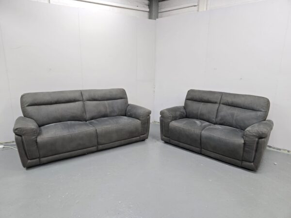 Scs Grey Suede 3 and 2 Seater Sofas