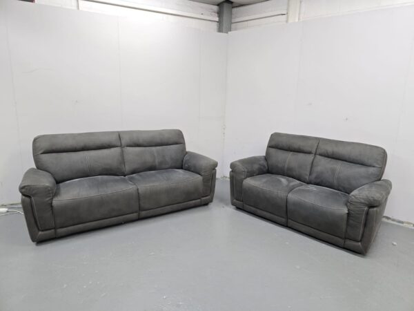 Scs Grey Suede 3 and 2 Seater Sofas - Image 3