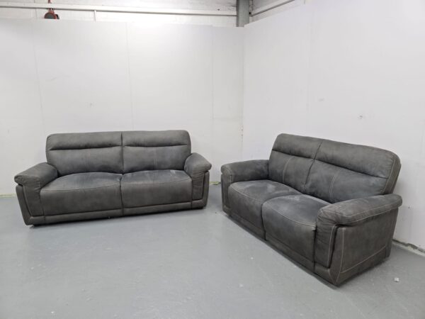 Scs Grey Suede 3 and 2 Seater Sofas - Image 2