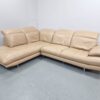 Sofology Beige Full Leather Corner Sofa with Adjustable Headrests