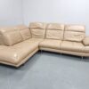 Sofology Beige Full Leather Corner Sofa with Adjustable Headrests - Image 3
