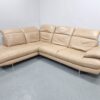 Sofology Beige Full Leather Corner Sofa with Adjustable Headrests - Image 5