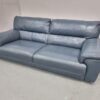 Blue Leather 3 Seater Sofa - Image 2