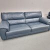 Blue Leather 3 Seater Sofa - Image 3
