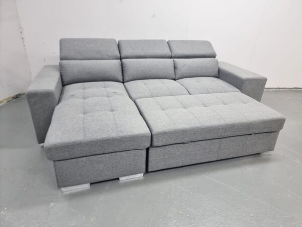 Brand New Artemis Grey Fabric Universal Corner Sofabed - Image 4