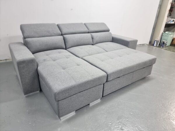 Brand New Artemis Grey Fabric Universal Corner Sofabed - Image 6