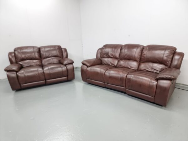 Leather 3 and 2 Seater Manual Recliner Sofas - Image 2