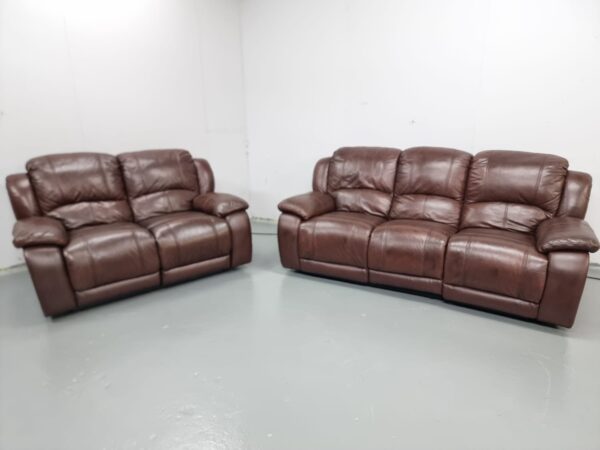 Leather 3 and 2 Seater Manual Recliner Sofas