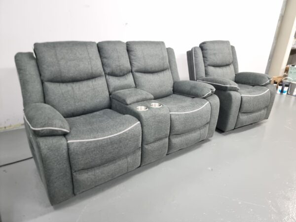 Harald Grey Fabric 2 and 1 Seater Electric Recliner Sofa and Chair with USB - Image 4