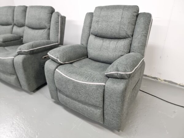 Harald Grey Fabric Electric Recliner Chair with USB - Image 3
