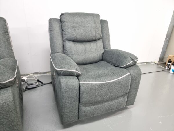 Harald Grey Fabric Electric Recliner Chair with USB - Image 2