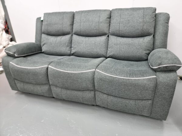 Harald Grey Fabric 3 Seater Electric Recliner Sofa with USB - Image 4