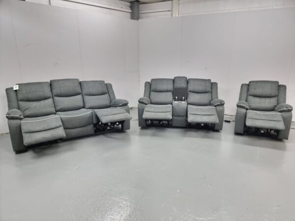 Harald Grey Fabric 3 Piece Suite Electric Recliner Sofas and Chair with Cup Holders and USB - Image 6