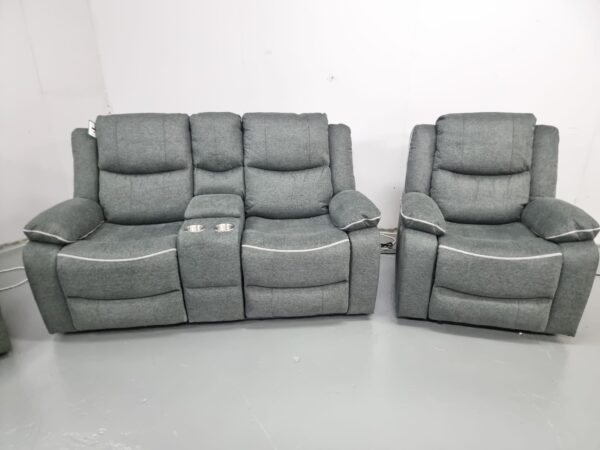 Harald Grey Fabric 2 and 1 Seater Electric Recliner Sofa and Chair with USB
