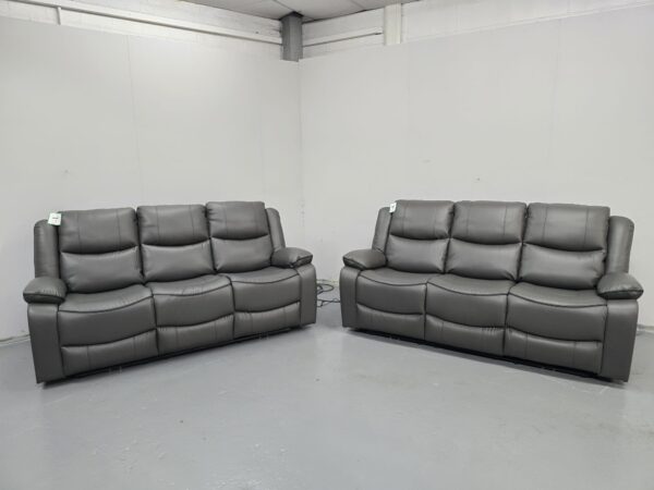 Harald Grey Leather 3 and 3 Electric Recliner Sofas with USB - Image 4