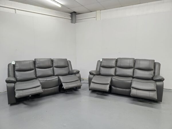 Harald Grey Leather 3 and 3 Electric Recliner Sofas with USB - Image 5