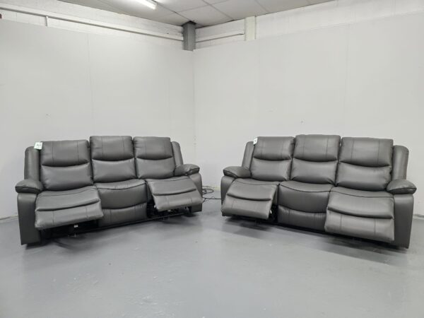 Harald Grey Leather 3 and 3 Electric Recliner Sofas with USB - Image 6
