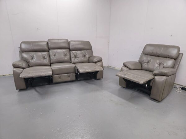 Cody Grey Leather 3 and 1 Seater Manual Recliner Sofa and Chair - Image 7