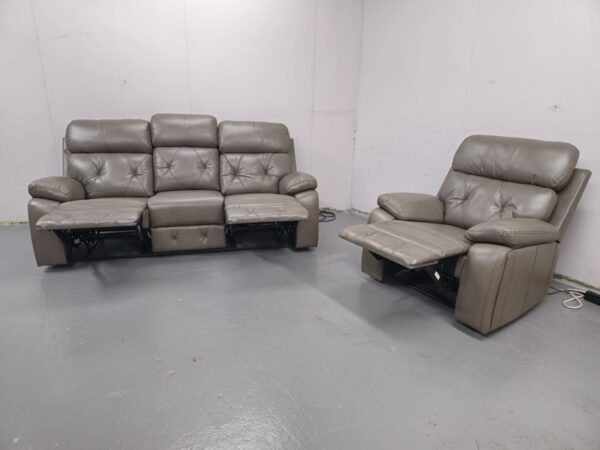 Cody Grey Leather 3 and 1 Seater Manual Recliner Sofa and Chair - Image 5