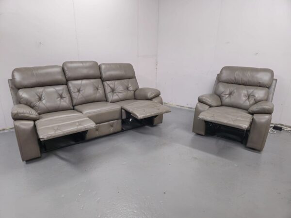 Cody Grey Leather 3 and 1 Seater Manual Recliner Sofa and Chair - Image 4