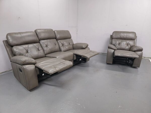 Cody Grey Leather 3 and 1 Seater Manual Recliner Sofa and Chair - Image 6