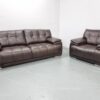 Full Leather 4 and 1 Seater Sofa and Chair - Image 2
