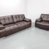 Full Leather 4 and 1 Seater Sofa and Chair - Image 3