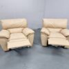 Full Leather Cream Manual Recliner Chairs - Image 6