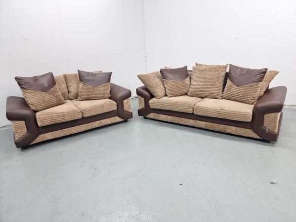 Corded Brown 3 and 2 Seater Sofas