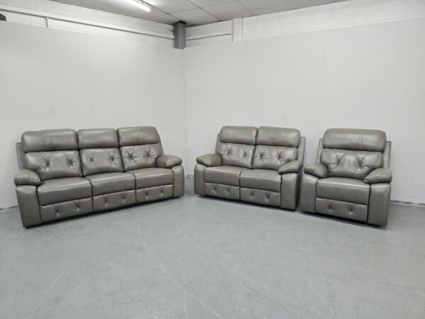 Cody Leather 3 Piece Suite Manual Recliner Sofas and Chair - Image 3