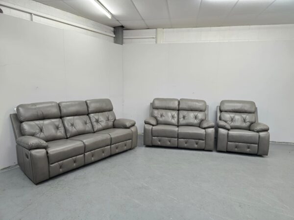 Cody Leather 3 Piece Suite Manual Recliner Sofas and Chair - Image 2