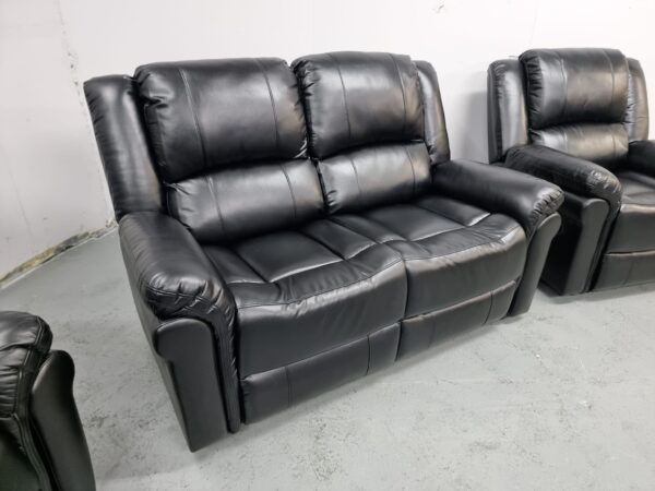 Suzi Black 2 and 1 Seater Manual Recliner Sofa and Chair - Image 2