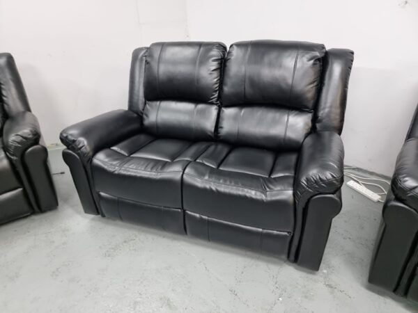Suzi Black 2 and 1 Seater Manual Recliner Sofa and Chair - Image 4