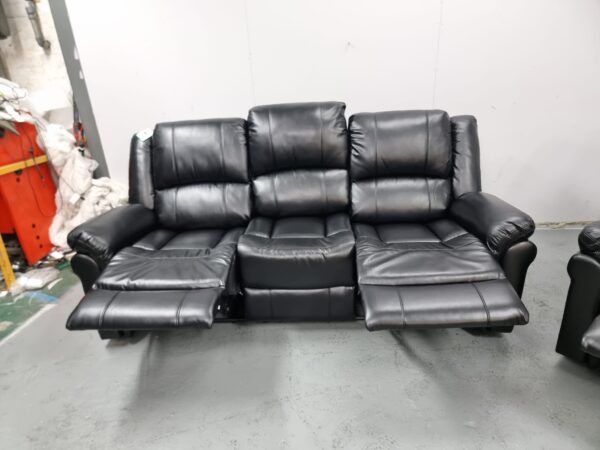 Suzi Black Leather 3 and 1 Seater Manual Recliner Sofa and Chair - Image 4