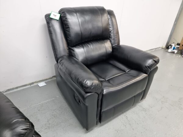 Suzi Black Leather 3 and 1 Seater Manual Recliner Sofa and Chair - Image 5