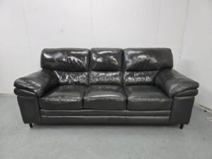 Dark Grey Leather 3 Seater Sofa