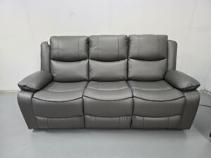 Harald Grey Leather 3 Seater Electric Recliner Sofa with USB