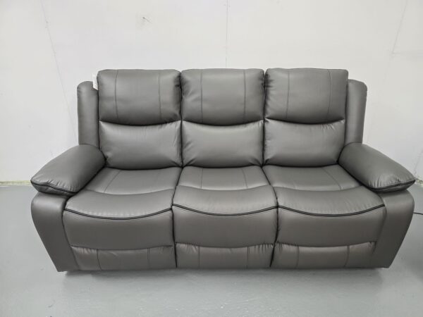 Harald Grey Leather 3 Seater Electric Recliner Sofa with USB - Image 2