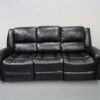 Suzi Black Leather 3 Piece Suite Manual Recliner Sofas - Image 4
