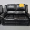 Suzi Black Leather 3 Piece Suite Manual Recliner Sofas - Image 5
