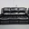 Suzi Black Leather 3 Piece Suite Manual Recliner Sofas - Image 3