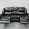 Suzi Black Leather 3 Piece Suite Manual Recliner Sofas - Image 7