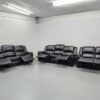 Suzi Black Leather 3 Piece Suite Manual Recliner Sofas - Image 2