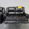 Suzi Black Leather 3 Piece Suite Manual Recliner Sofas - Image 8