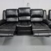 Suzi Black Leather 3 Piece Suite Manual Recliner Sofas - Image 6