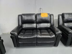 Suzi Black Leather 2 Seater Manual Recliner Sofa