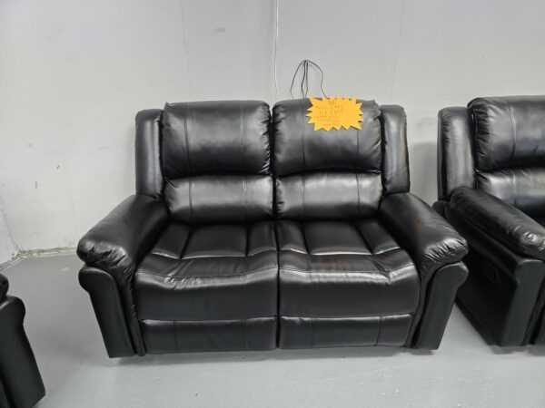 Suzi Black Leather 2 Seater Manual Recliner Sofa